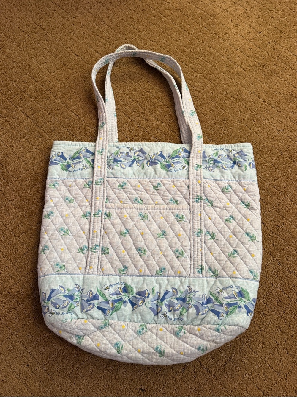 Vintage Vera Bradley Light Blue Floral Shoulder Tote Bag Retired Pattern Y2K - Picture 8 of 10